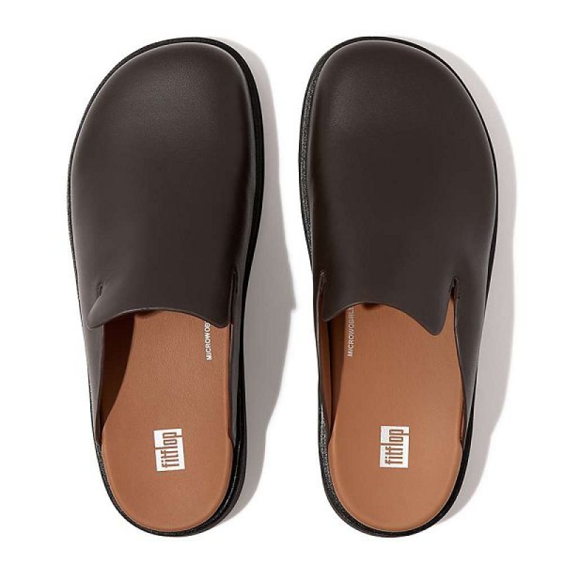 Men's FitFlop Gen-Ff Leather Mules Brown | 248NYTZDF