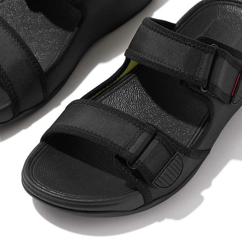 Men's FitFlop Gogh-Moc Adjustable Water Resistant Slides Black | 203CIDPLM