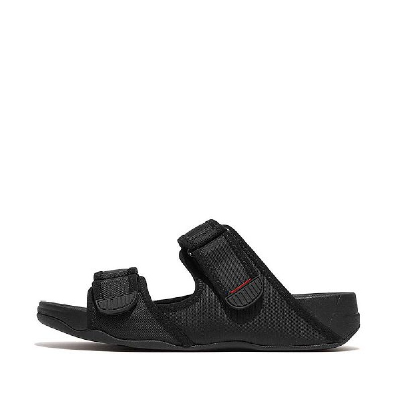 Men\'s FitFlop Gogh-Moc Adjustable Water Resistant Slides Black | 203CIDPLM