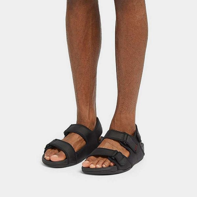 Men's FitFlop Gogh-Moc Adjustable Water Resistant Back-Strap Sandals Black | 048LVFNPZ