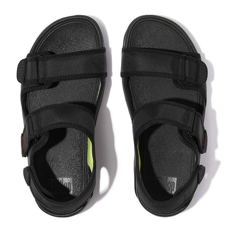 Men's FitFlop Gogh-Moc Adjustable Water Resistant Back-Strap Sandals Black | 048LVFNPZ