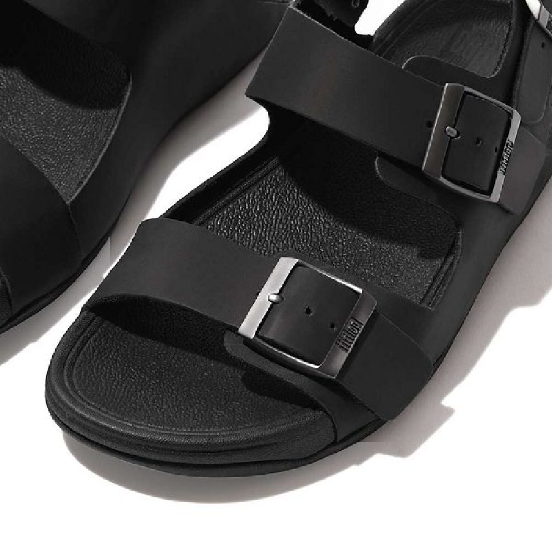 Men's FitFlop Gogh-Moc Buckle Nubuck Sandals Black | 267QVCZYE