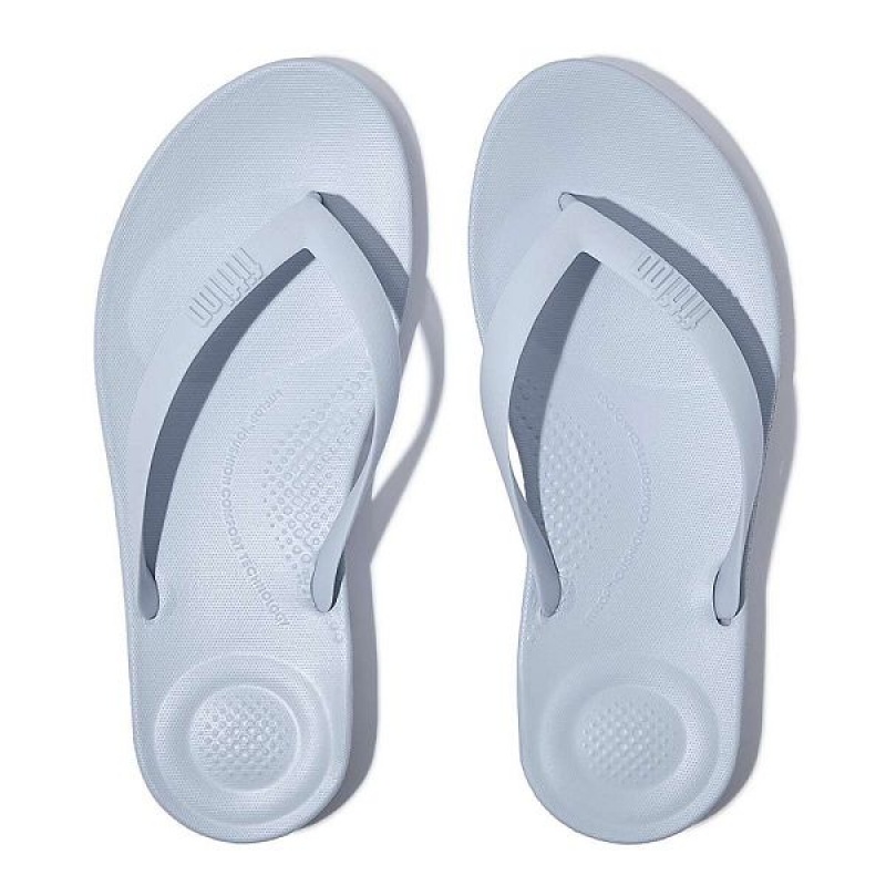 Men's FitFlop Iqushion Ergonomic Flip Flops Blue | 194CLUOGM