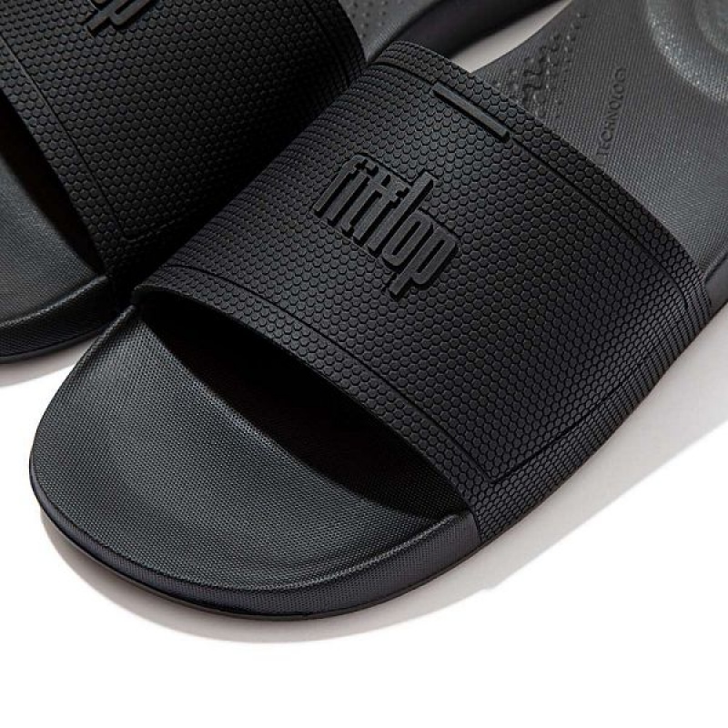 Men's FitFlop Iqushion Pool Sliders Slides Black | 512OYFSCK