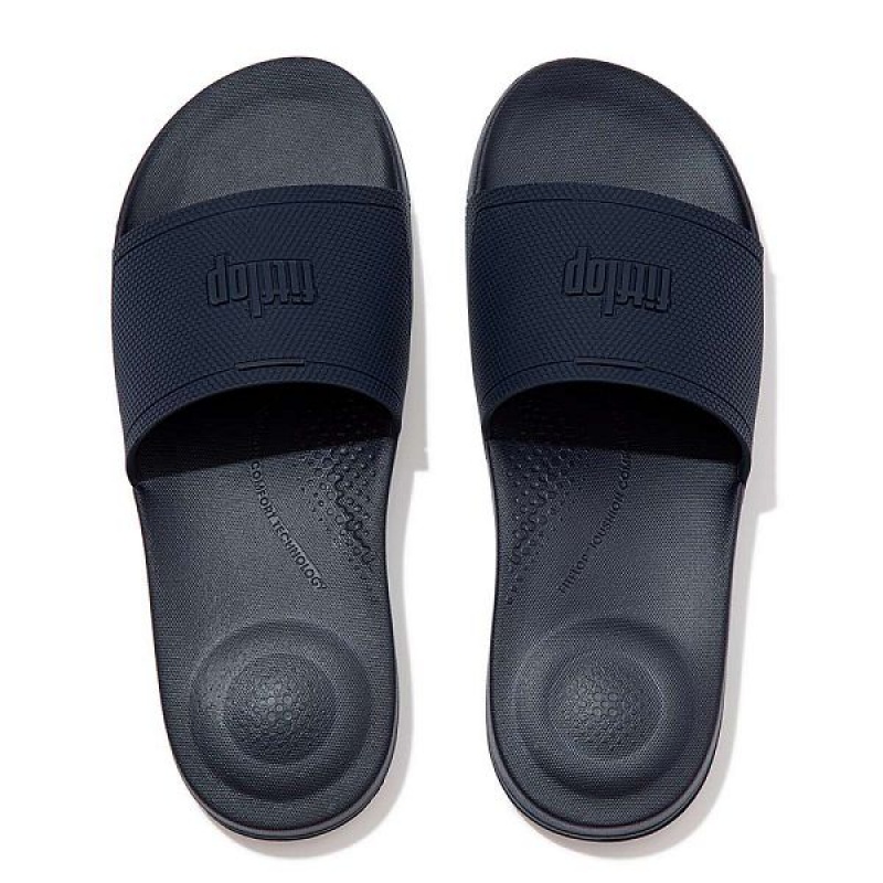 Men's FitFlop Iqushion Pool Slides Navy | 108HWAMCY