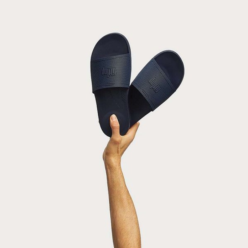 Men's FitFlop Iqushion Pool Slides Navy | 108HWAMCY