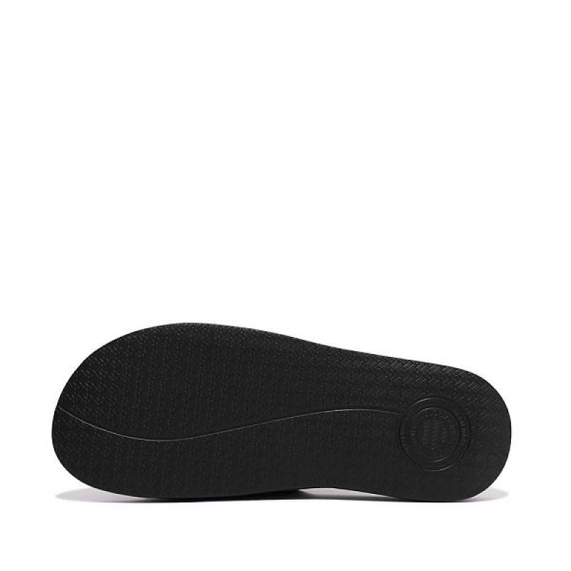 Men's FitFlop Iqushion Two Bar Buckle Slides Black | 601TQXUWG