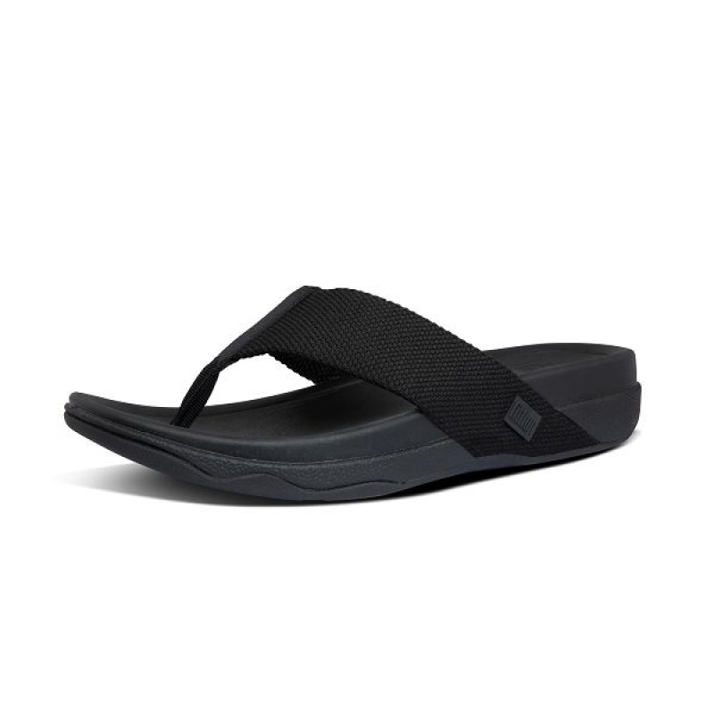 Men's FitFlop Surfer Toe-Post Sandals Black | 819GLAKZX