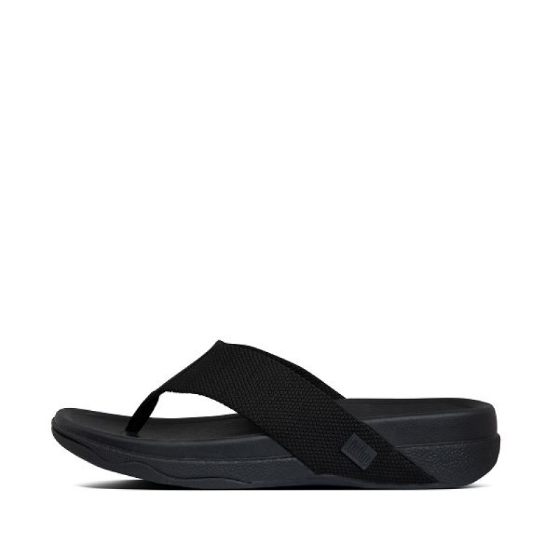 Men\'s FitFlop Surfer Toe-Post Sandals Black | 819GLAKZX