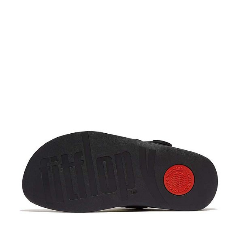 Men's FitFlop Trakk Ii Adjustable Water Resistant Toe-Post Sandals Black | 806CRXLTS