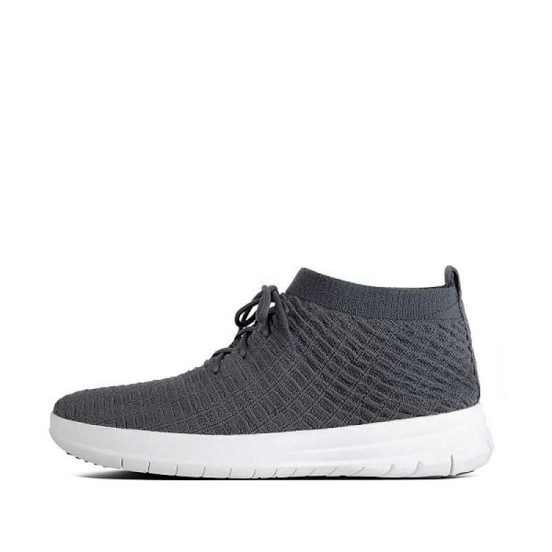 Men\'s FitFlop Uberknit Slip On High Top Sneakers Dark Grey | 879QZMRVP