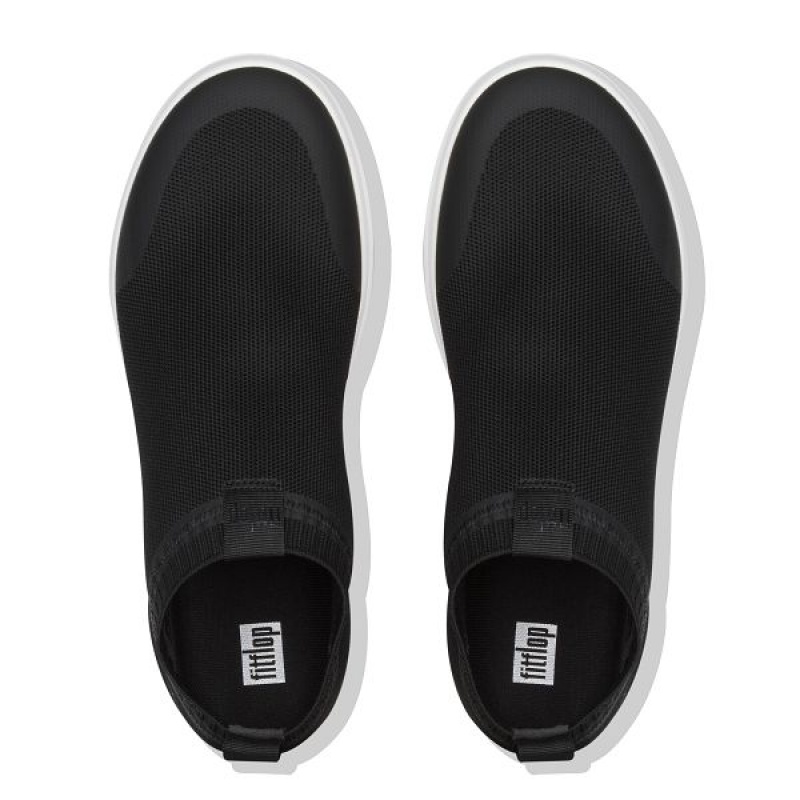 Men's FitFlop Uberknit Slip On Sneakers Black / White | 918GMCXBL