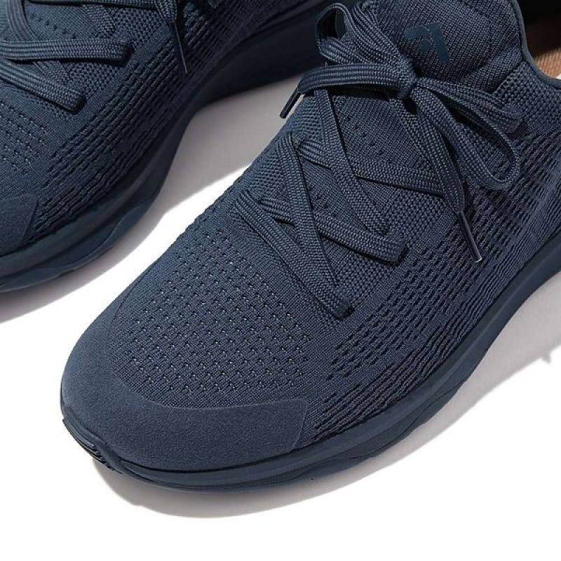 Men's FitFlop Vitamin Ffx Knit Sports Sneakers Blue | 850UAQHXJ