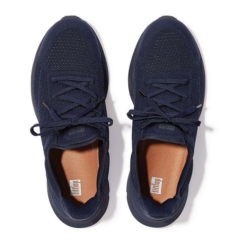 Men's FitFlop Vitamin Ffx Knit Sports Sneakers Navy | 365ELZDBT