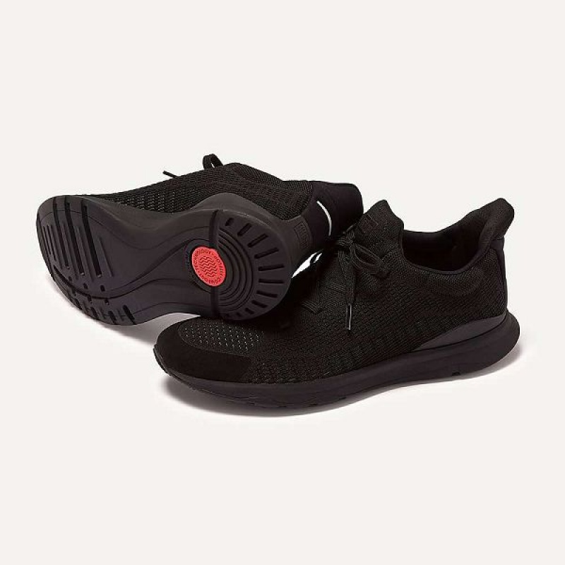 Men's FitFlop Vitamin Ffx Knit Sports Sneakers Black | 168PYHXTI