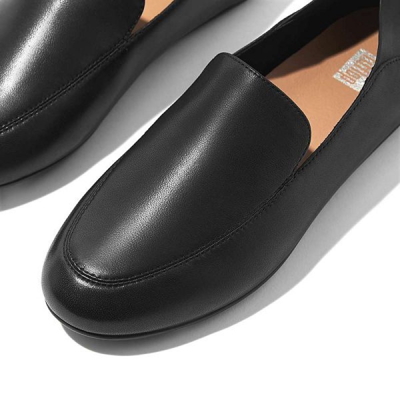 Women's FitFlop Allegro Crush Back Leather Loafers Loafers Black | 016REDZHG