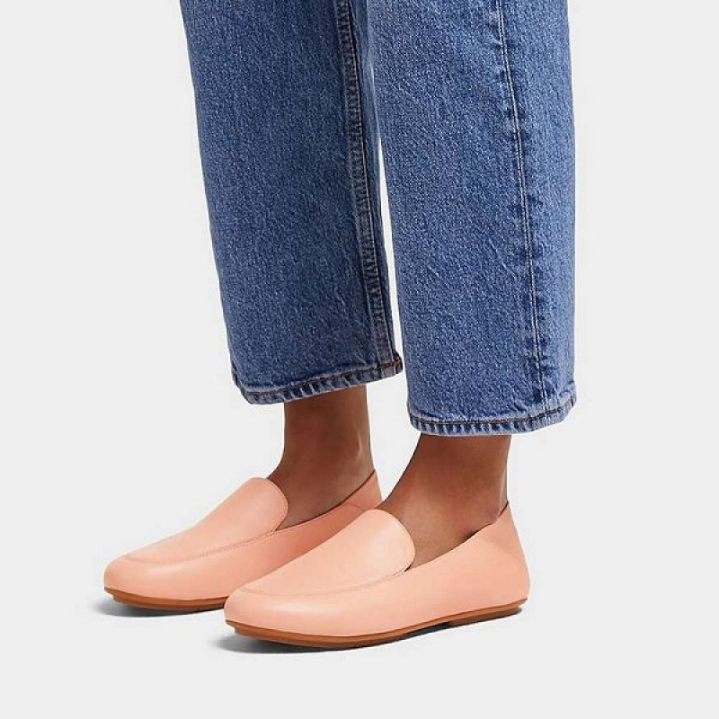 Women's FitFlop Allegro Crush Back Leather Loafers Loafers Coral | 027EYHZPA