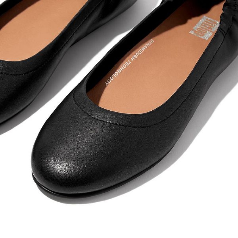 Women's FitFlop Allegro Soft Leather Ballet Flats Black | 832DBYVWC