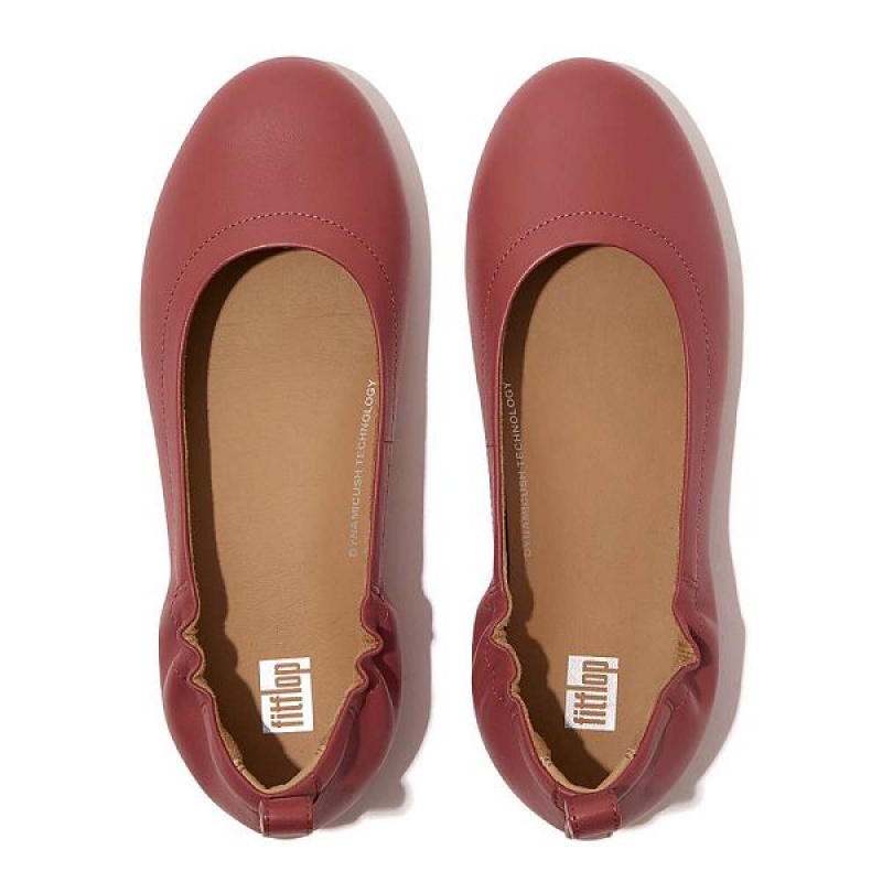 Women's FitFlop Allegro Soft Leather Ballet Pumps Ballet Flats Red | 520PKXMHY