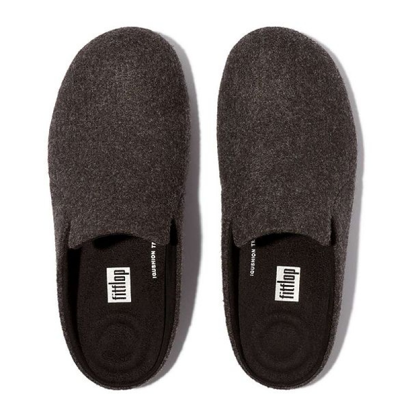 Women's FitFlop Chrissie Ii E01 Haus Felt Slippers Black | 087EOYPSM