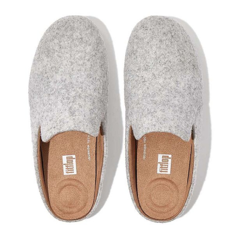 Women's FitFlop Chrissie Ii E01 Haus Felt Slippers Grey | 806DGOIUB