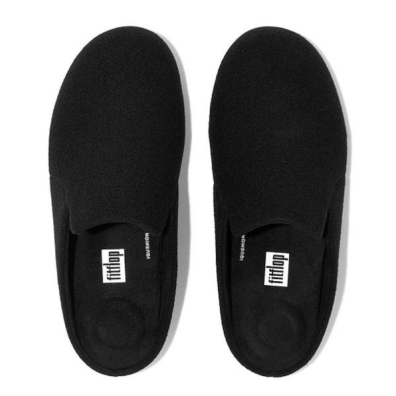 Women's FitFlop Chrissie Ii Haus Felt Slippers Black | 947GIVSZK