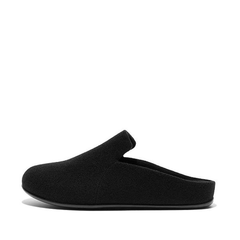 Women\'s FitFlop Chrissie Ii Haus Felt Slippers Black | 947GIVSZK