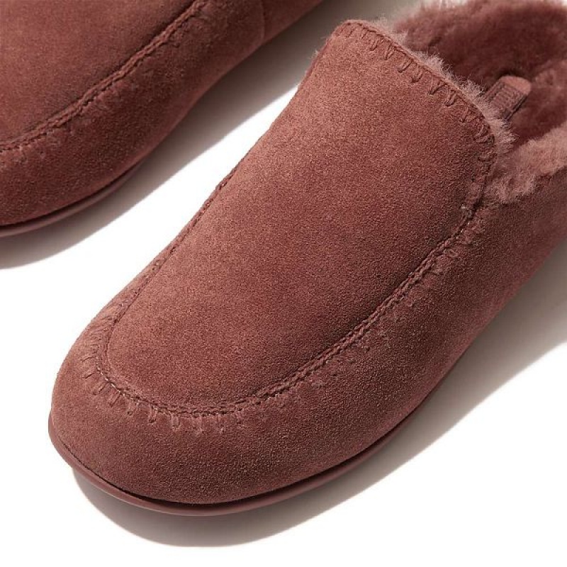 Women's FitFlop Chrissie Ii Haus Shearling Lined Suede Slippers Brown | 561CZDRIP