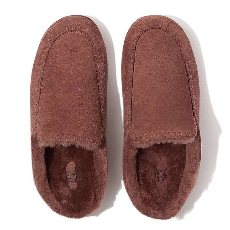 Women's FitFlop Chrissie Ii Haus Shearling Lined Suede Slippers Brown | 561CZDRIP