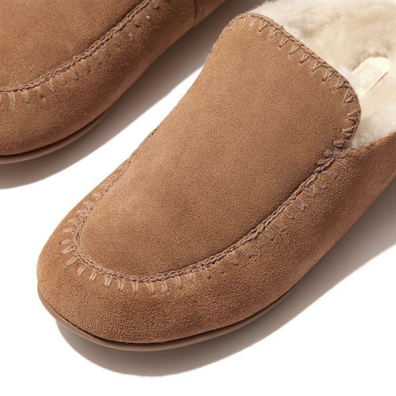 Women's FitFlop Chrissie Ii Haus Shearling Lined Suede Slippers Brown | 620EVGPZR