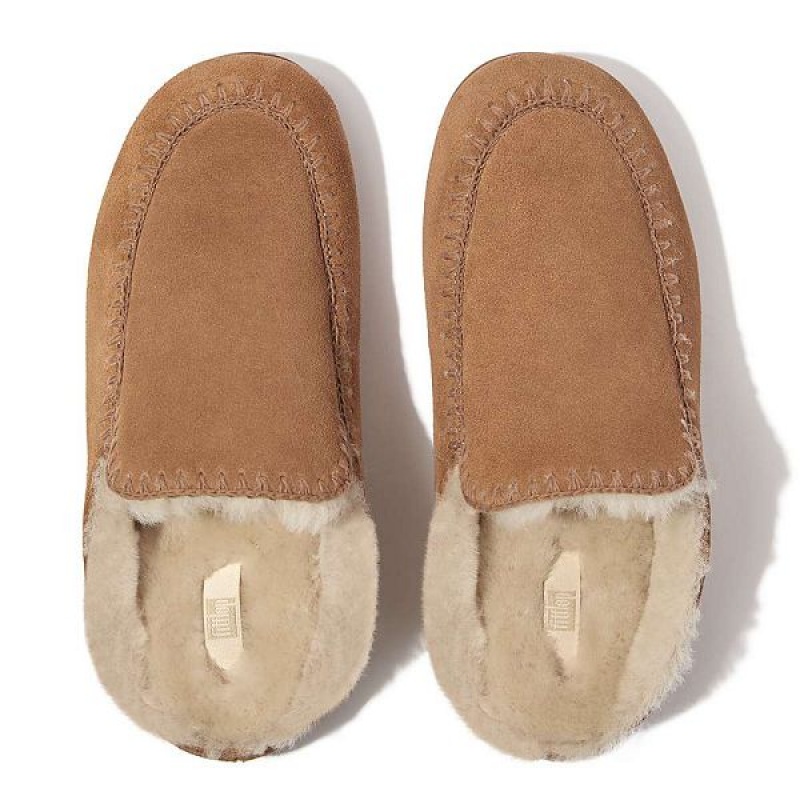 Women's FitFlop Chrissie Ii Haus Shearling Lined Suede Slippers Brown | 620EVGPZR