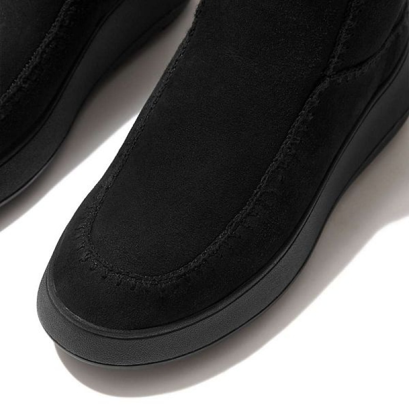 Women's FitFlop F-Mode Double Faced Shearling Flatform Boots Black | 491ESRTWG