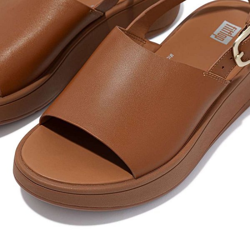 Women's FitFlop F-Mode Leather Flatform Back-Strap Sandals Light Brown | 072OCRGSB