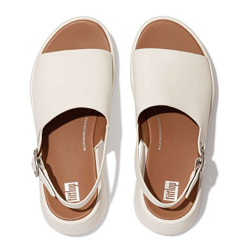 Women's FitFlop F-Mode Leather Flatform Back-Strap Sandals Cream | 738NOMYCX