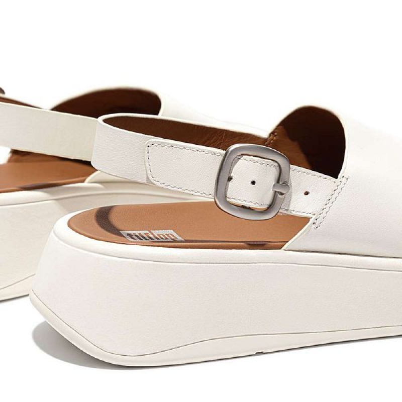 Women's FitFlop F-Mode Leather Flatform Back-Strap Sandals Cream | 738NOMYCX