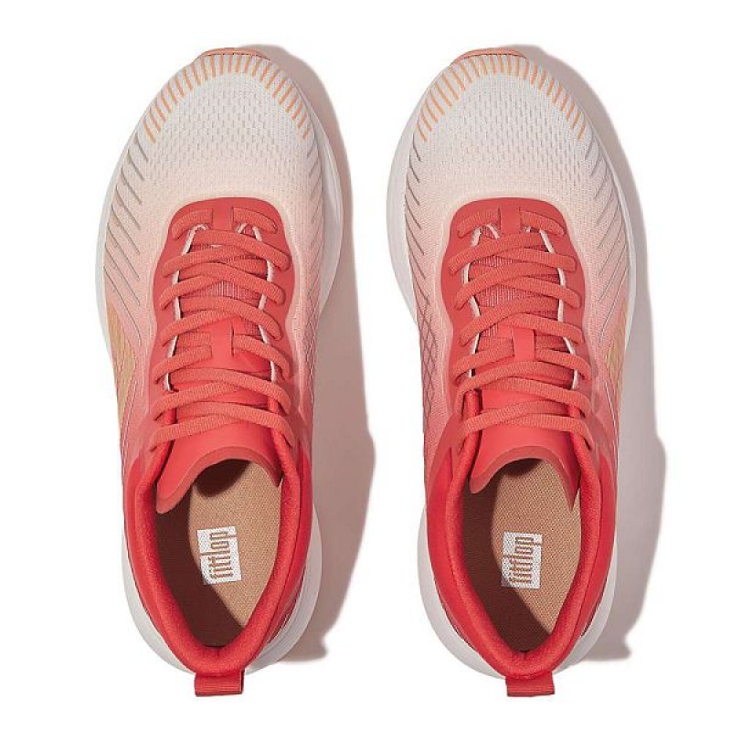 Women's FitFlop Ff-Runner Ombre Edition Mesh Sports Running Shoes Red / Coral / Coral | 541AIEYJW