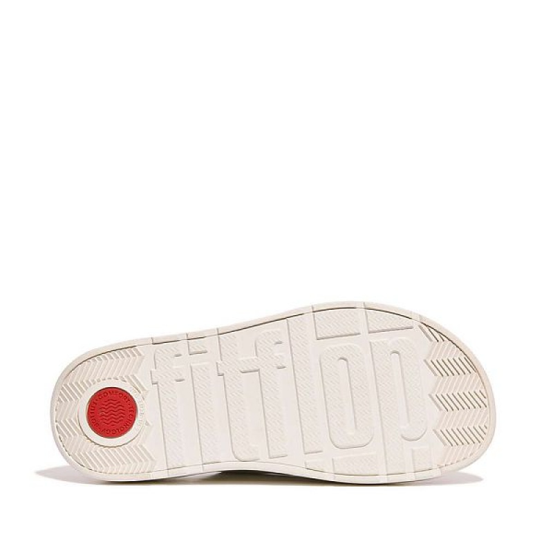 Women's FitFlop Gen-Ff Buckle Two Bar Leather Slides White | 205OCRUGH