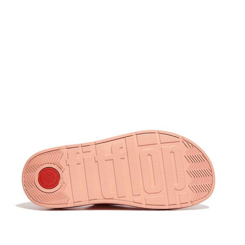 Women's FitFlop Gen-Ff Buckle Two Bar Leather Slides Brown / Coral | 283QTCWSE