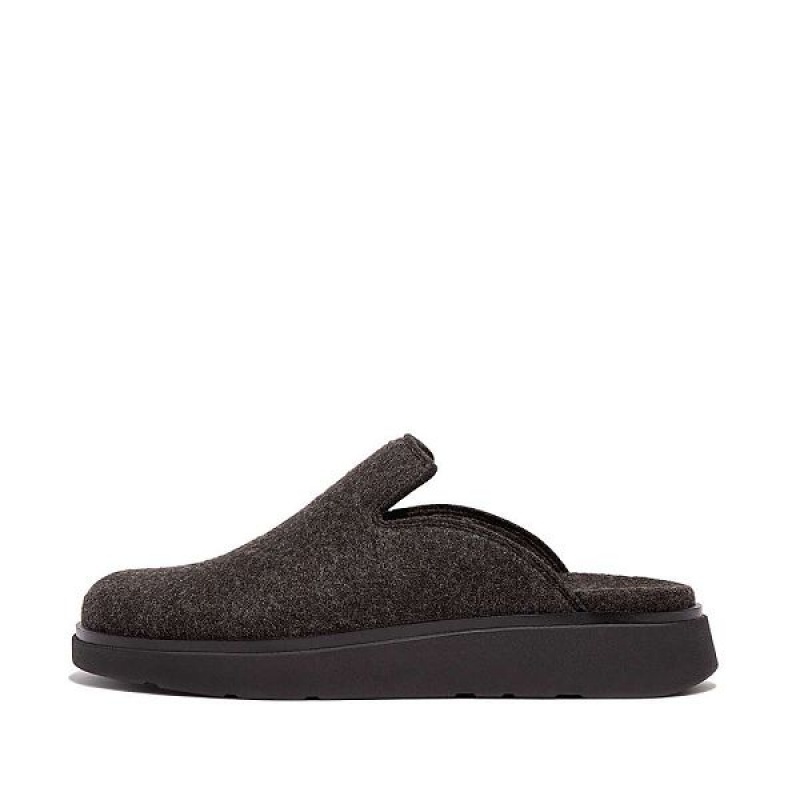 Women\'s FitFlop Gen-Ff E01 Felt Mules Black | 570UANWMG