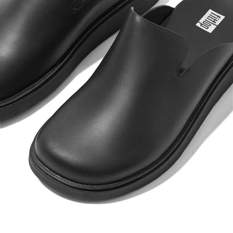 Women's FitFlop Gen-Ff Leather Mules Black | 526UYESPT