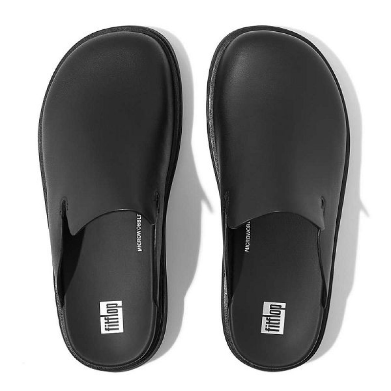 Women's FitFlop Gen-Ff Leather Mules Black | 526UYESPT