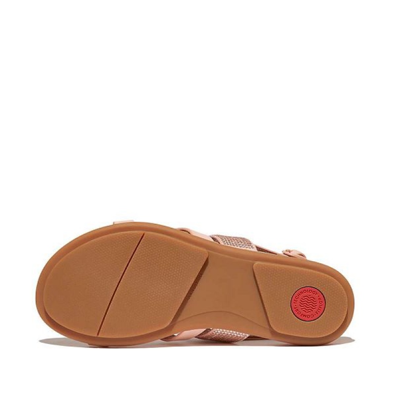 Women's FitFlop Gracie Crystal Leather Strappy Back-Strap Sandals Brown / Coral | 429XTLQPN