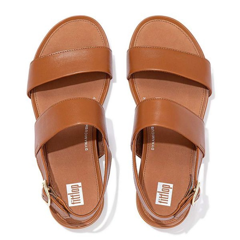 Women's FitFlop Gracie Leather Back-Strap Sandals Light Brown | 325OSIBPE