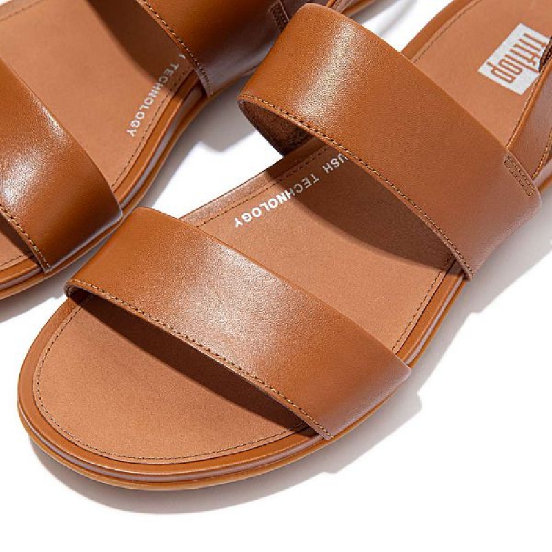 Women's FitFlop Gracie Leather Back-Strap Sandals Light Brown | 325OSIBPE