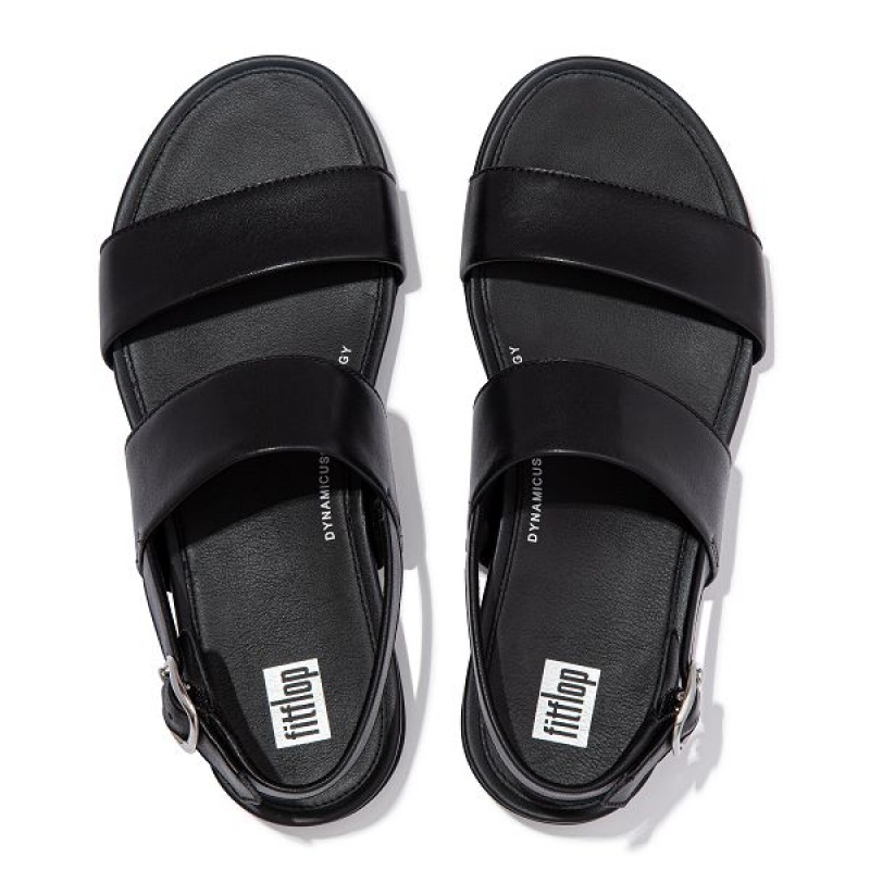 Women's FitFlop Gracie Leather Back-Strap Sandals Black | 369WMDKYB