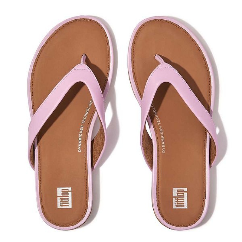 Women's FitFlop Gracie Leather Flip Flops Purple | 560HWJOFX