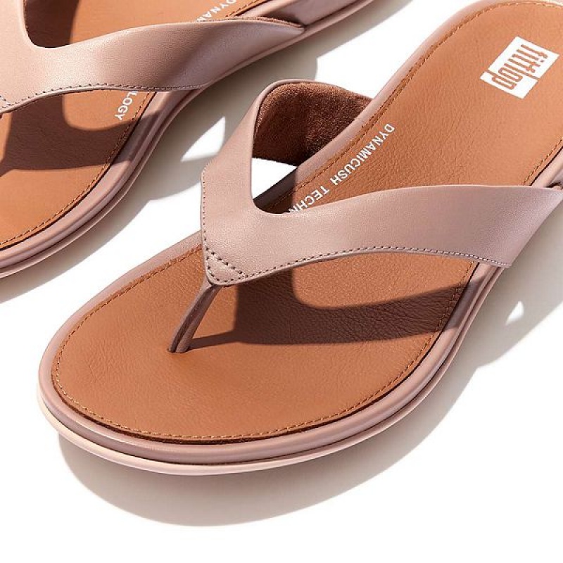 Women's FitFlop Gracie Leather Flip Flops Pink | 918WBKIHT