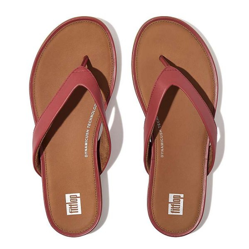 Women's FitFlop Gracie Leather Flip Flops Red | 142VURBIL