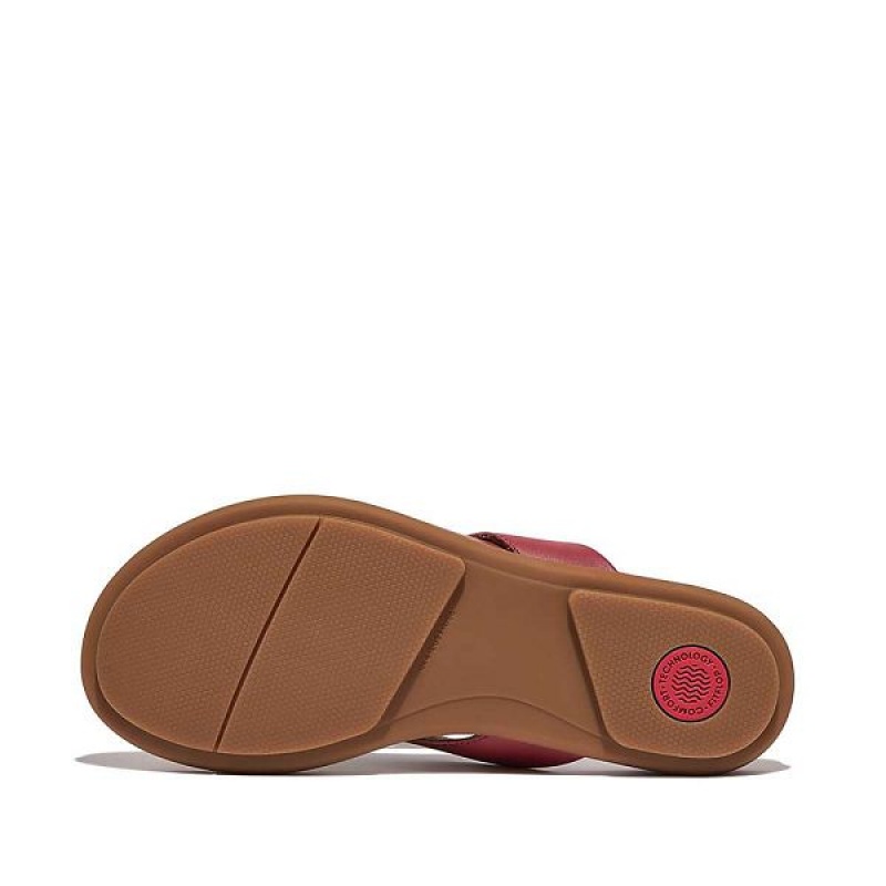 Women's FitFlop Gracie Leather Flip Flops Red | 142VURBIL