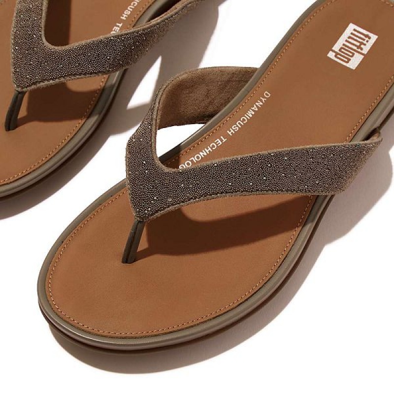 Women's FitFlop Gracie Opul Flip Flops Grey | 586ONEFJH